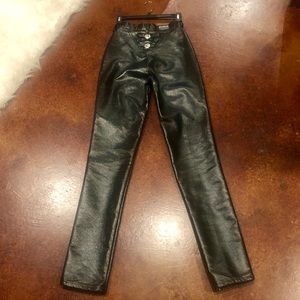 Vintage faux leather roughrider jeans.
